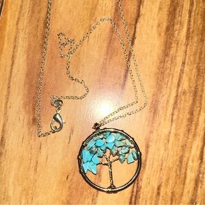 Elegant Turquoise Tree Pendant Necklace